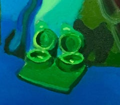 "Blue and Green Still Life, " 2015 Contemporary Oil Painting by Meg Franklin