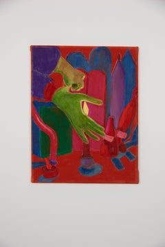 "Hand in Figment, Blursokoop" Contemporary Still Life Painting on Velvet