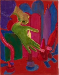 "Hand in Figment, Blursokoop" Contemporary Still Life Painting on Velvet