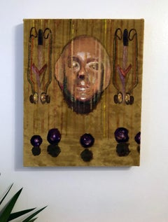 "Ludrempop" Contemporary Still Life Acrylic Painting on Velvet, 2018