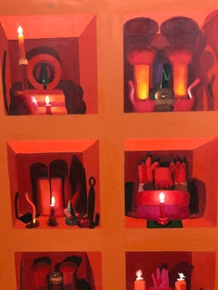 "Orange Squares" Contemporary Still Life Painting by Meg Franklin, 2018