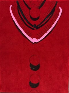 "Skim Red" Contemporary Still Life Triptych Painting on Velvet, 2018