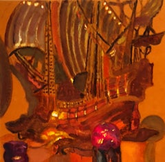 "Tumobbaroy" Contemporary Still Life Acrylic Painting on Velvet, 2018