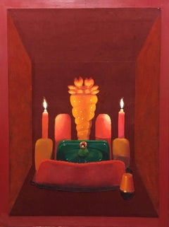 "Untitled" Contemporary Still Life Painting on Velvet by Meg Franklin 2017