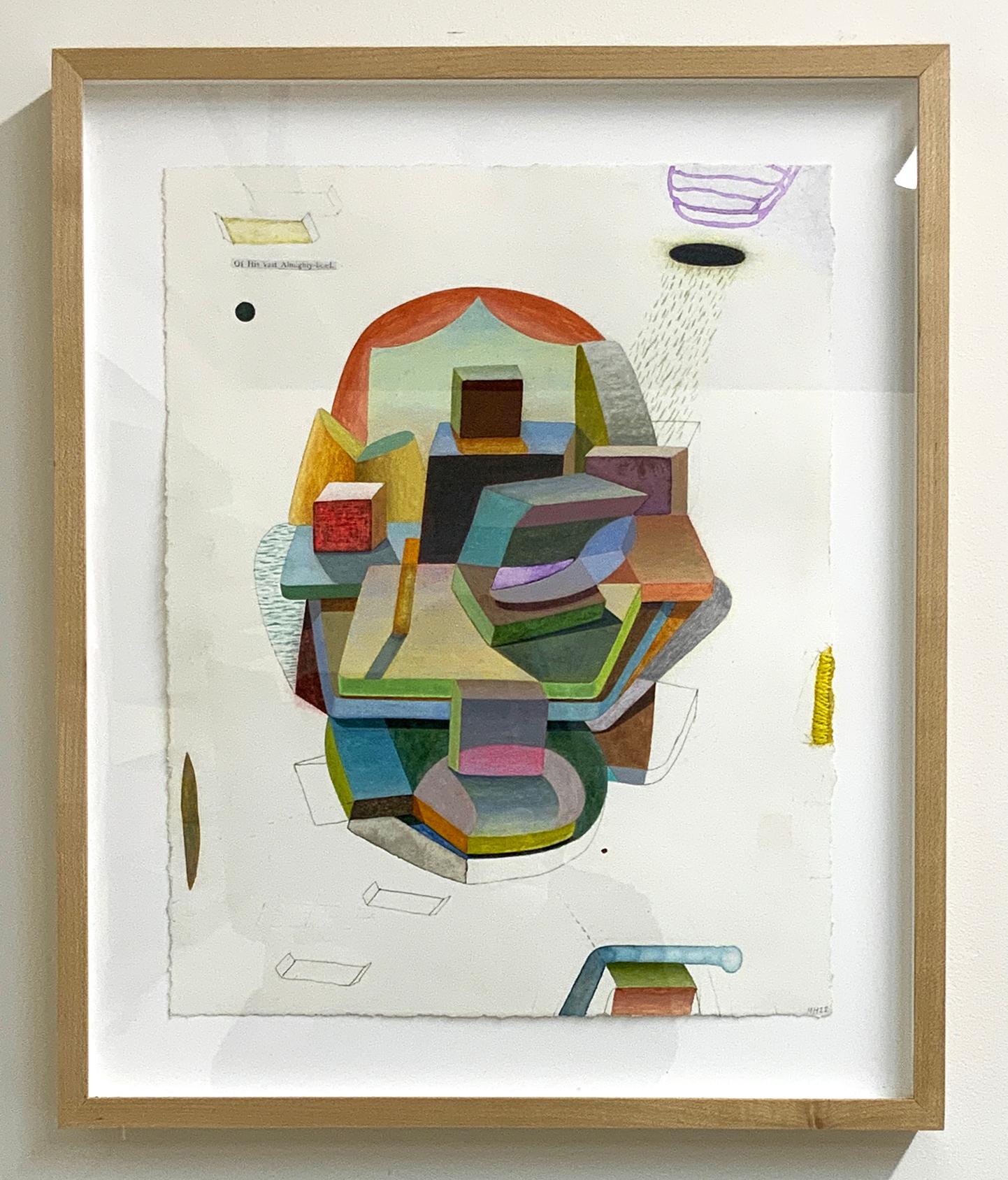 « Of His Vast Almighty Head » technique mixte - Géométrique abstrait Art par Meg Hitchcock