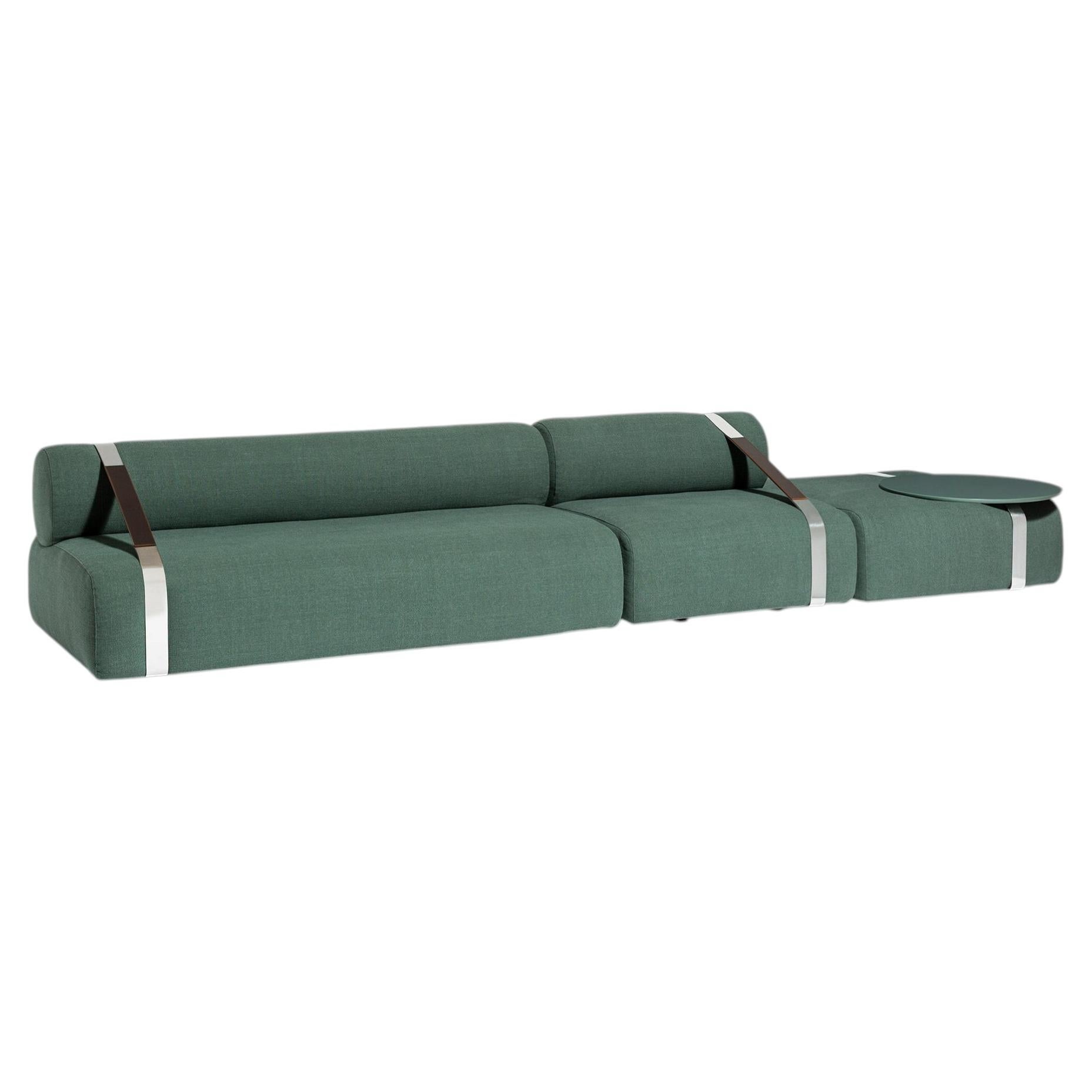 Meg XL Carpanese Home Italia Modular Sofa with Belts and Lacquered Coffee Table For Sale