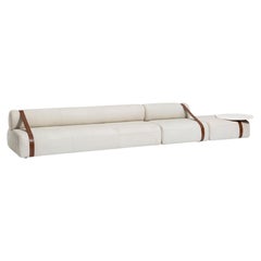 Meg XL Light Carpanese Home Italia Modular Sofa Belts and Marble Coffee Table
