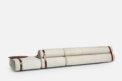 Meg XL Light Carpanese Home Italia Modular Sofa Belts and Wooden Coffee Table