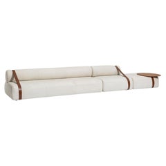 Meg XL Light Carpanese Home Italia Modular Sofa Belts and Wooden Coffee Table