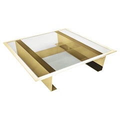 Mega, a large coffee table in silver chromed or gold polished brass finish