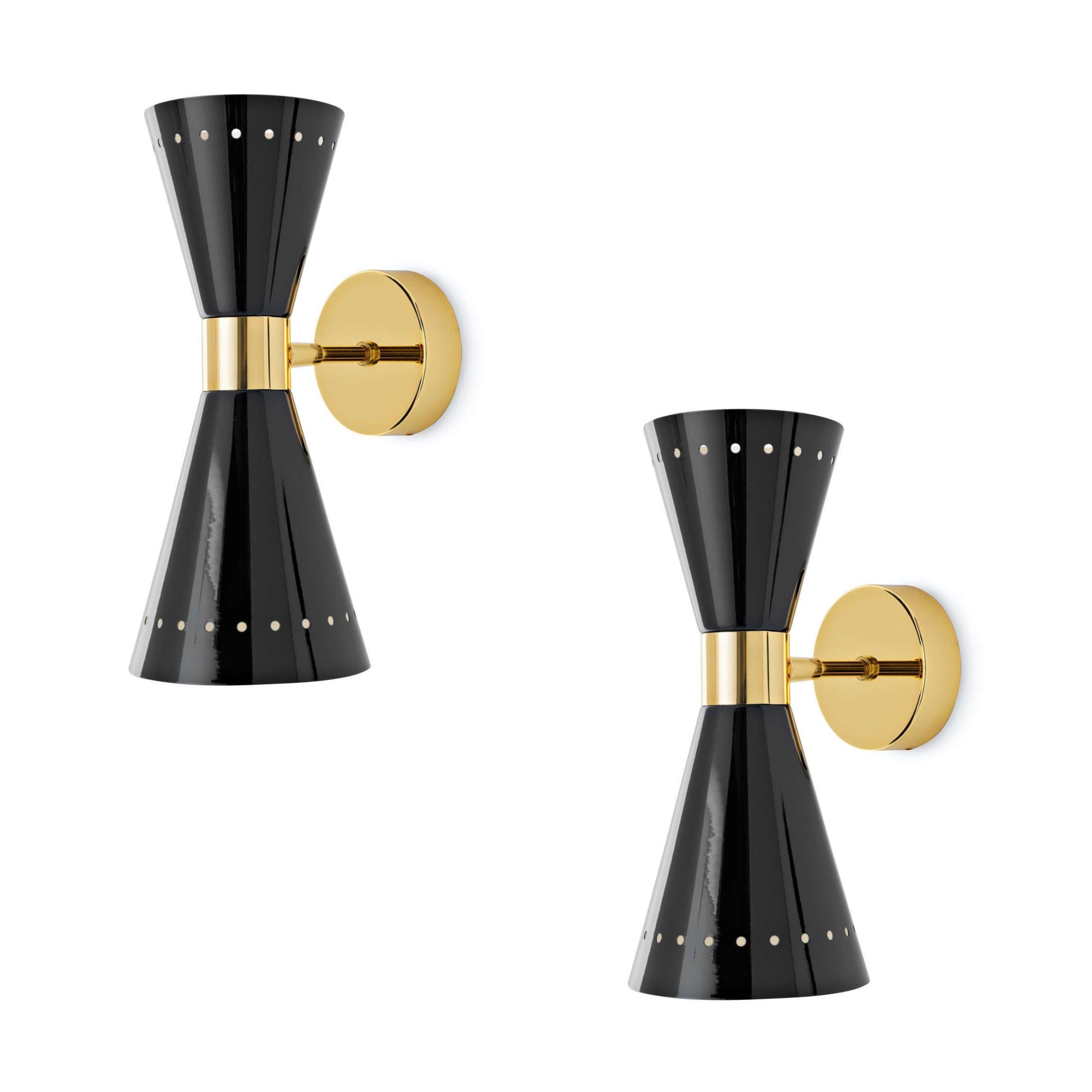 Lampada da parete a doppia parabola 'Megafono' in nero lucido per Stilnovo In condizioni Nuovo in vendita a Glendale, CA