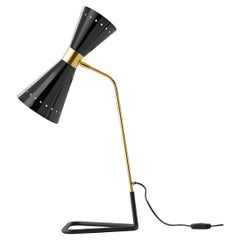 'Megafono' Glossy Black Metal Table Lamp for Stilnovo