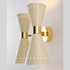 'Megafono' Glossy Ivory Double-Shade Wall Lamp for Stilnovo