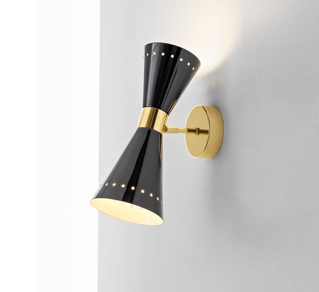 Contemporary 'Megafono' Glossy Ivory Double-Shade Wall Lamp for Stilnovo For Sale