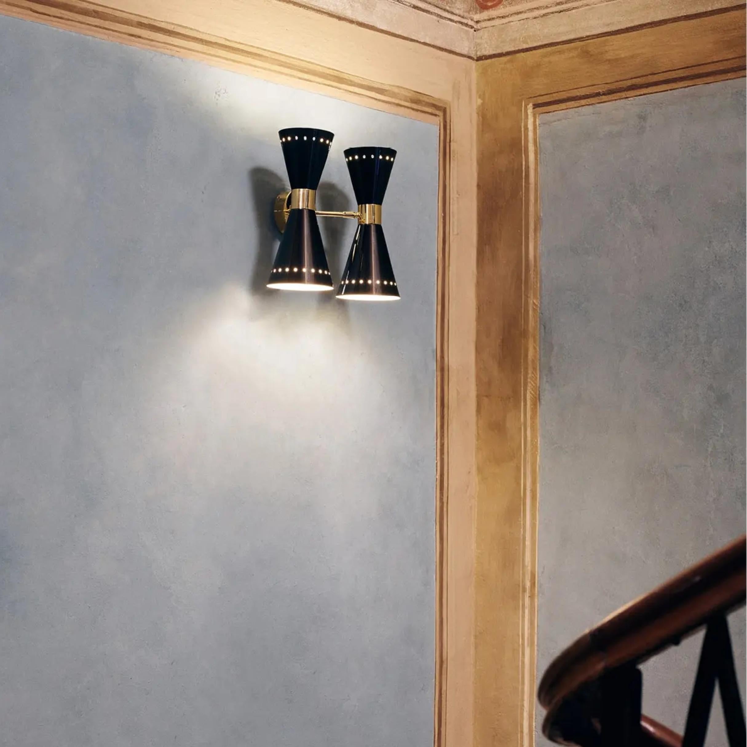 Metal 'Megafono' Glossy Ivory Double-Shade Wall Lamp for Stilnovo For Sale