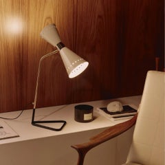 'Megafono' Glossy Ivory Metal Table Lamp for Stilnovo