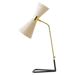 'Megafono' Glossy Ivory Metal Table Lamp for Stilnovo