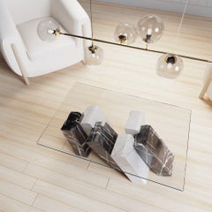 21st Century Modern Coffee Table in Black & White Italian Marble