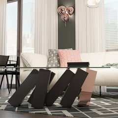 Megalith Coffee Table in Powder Coated Steel with Glass Top by :DUFFY
