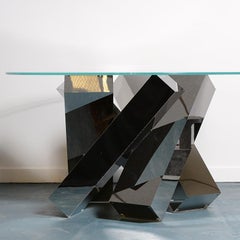 Megalith Table Round 2016 Edition in Powder Coated Steel with Glass by :DUFFY
