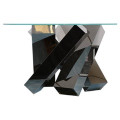 Megalith Table Round 2016 Edition in Powder Coated Steel with Glass by :DUFFY