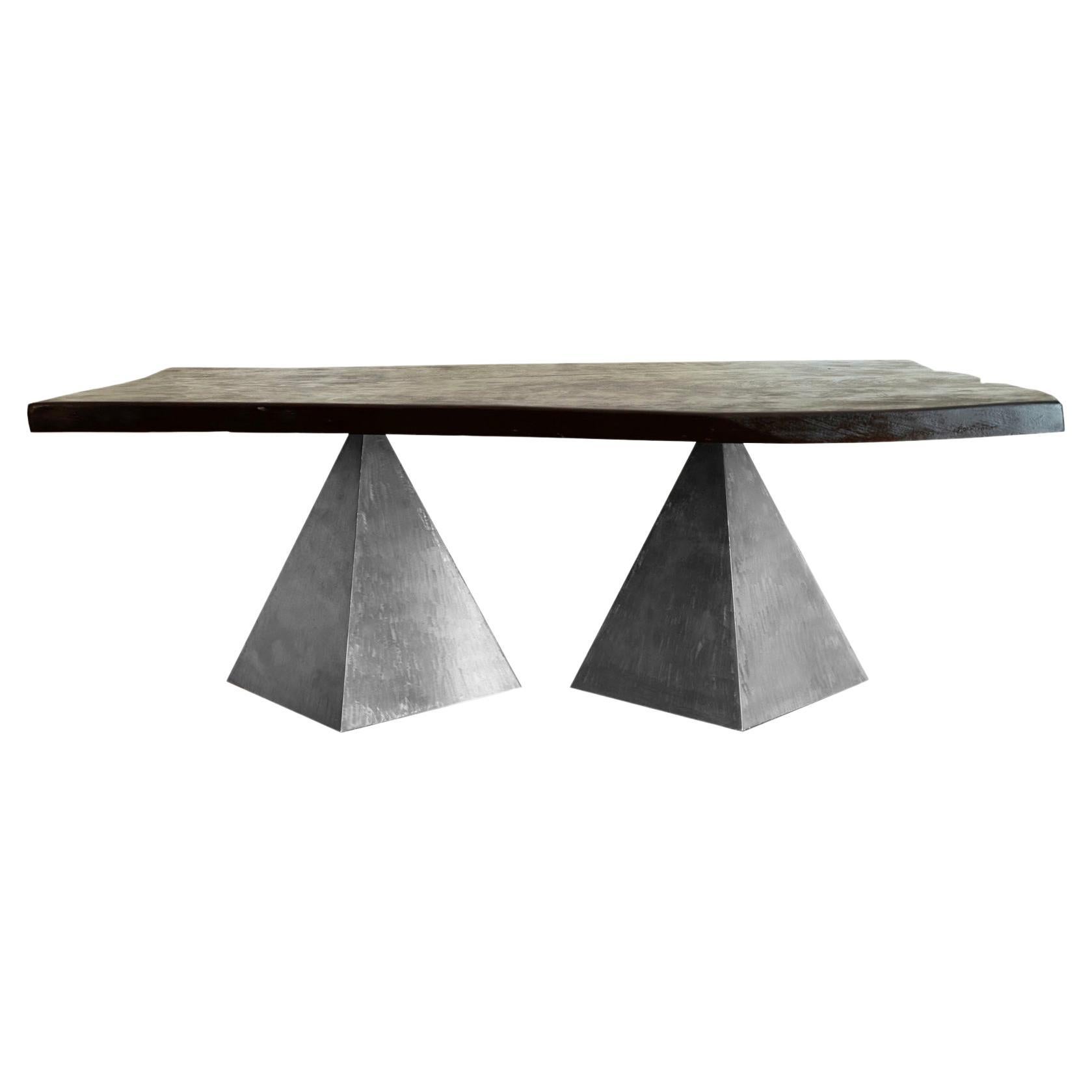 Megalithic Dining Table Wood & Steel by Sol Bailey Barker REP by Tuleste Factory For Sale