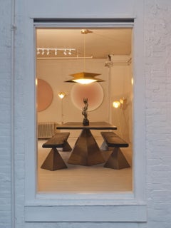 Megalithic Geometrischer Esstisch aus geformtem Holz und Stahl von Sol Bailey Barker