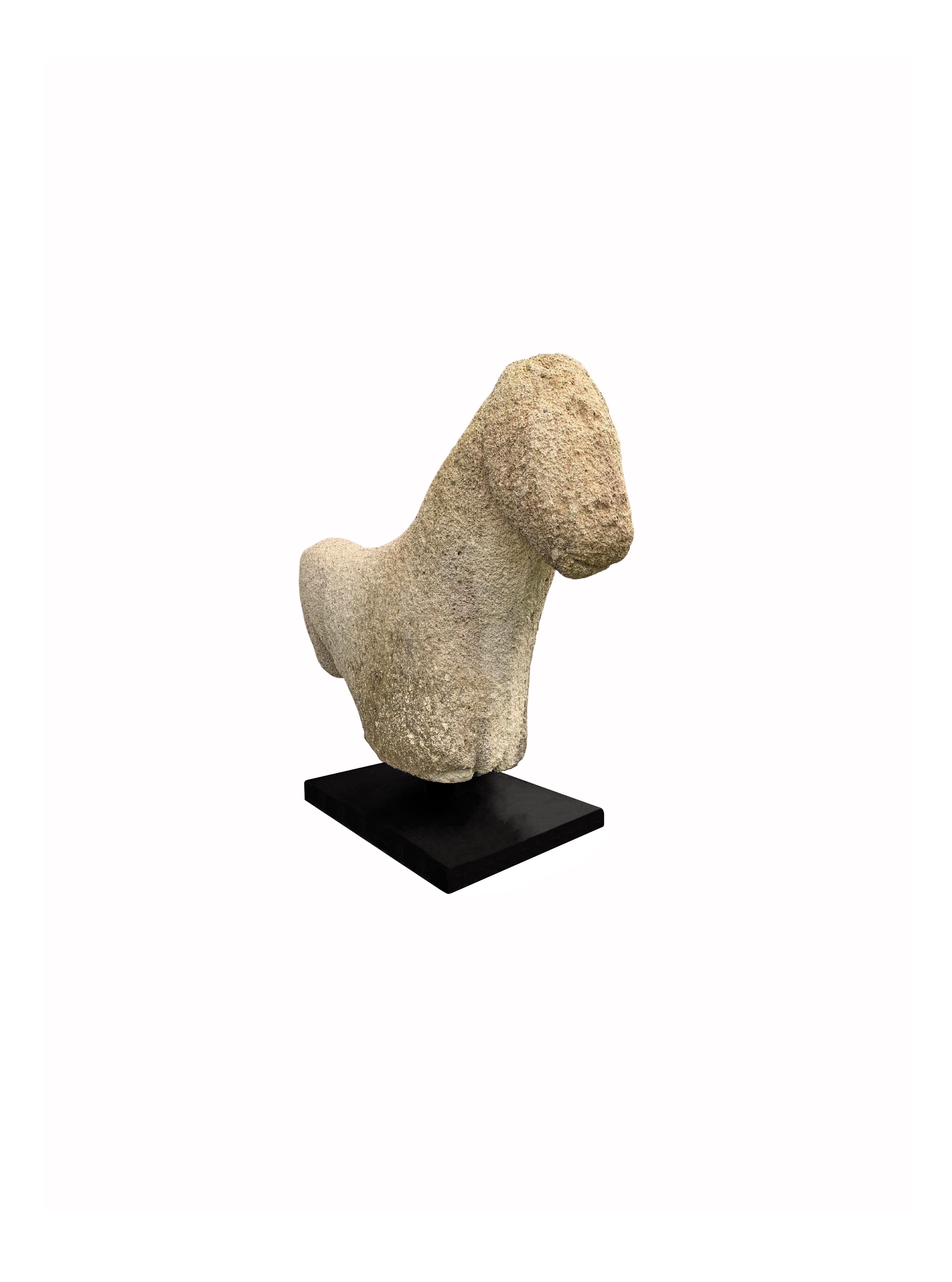 Hand-Carved Megalithic Stone Chicken Statue from Sumba Island, Indonesia, c. 1500 For Sale