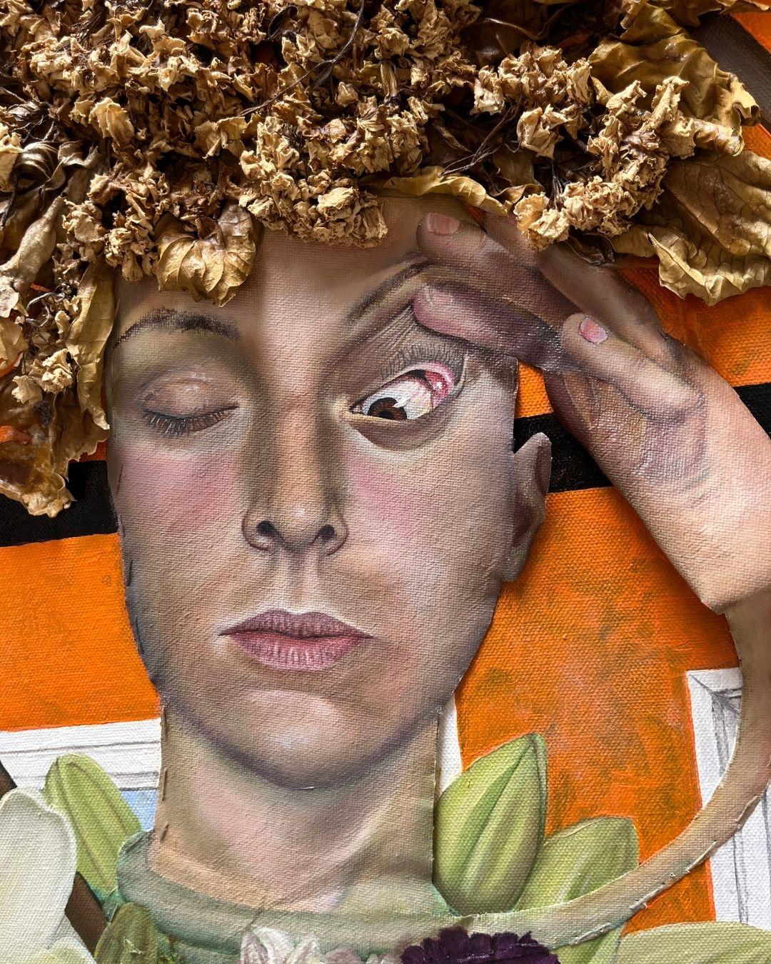 Surrealistisches Mixed-Media-Gemälde „Flower Crowns“ von Megan Dune im Angebot 3
