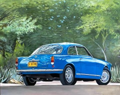 "1959 Alfa Romeo Giulietta" Peinture à l'huile originale 16 po x 20 po