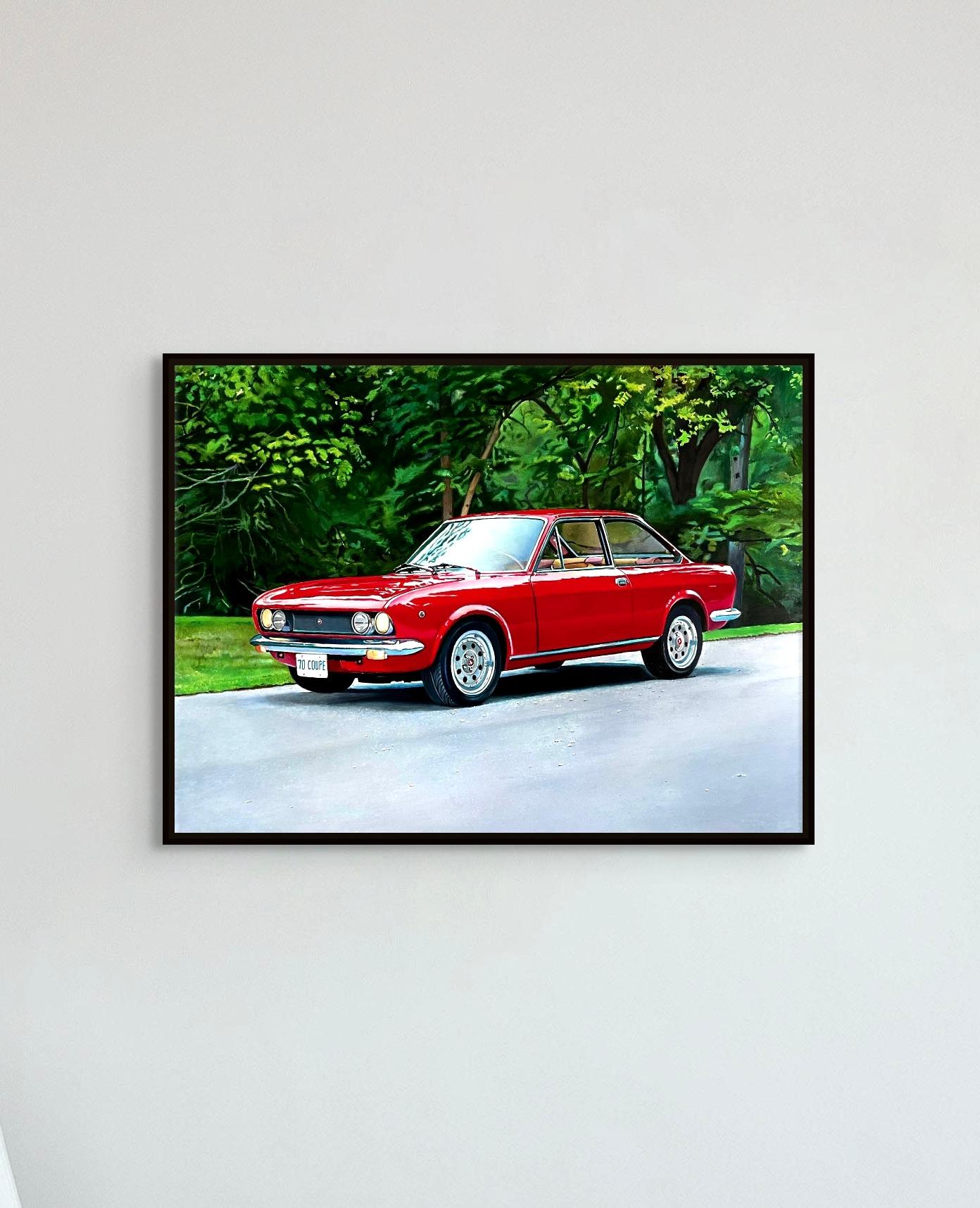 „1970 Fiat Coupe“ Original Ölgemälde 18 in x 24 in, Original – Painting von Megan Eisenberg
