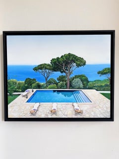 "Terraza de las Islas Baleares" Pintura al Óleo Original 16 in x 20 in