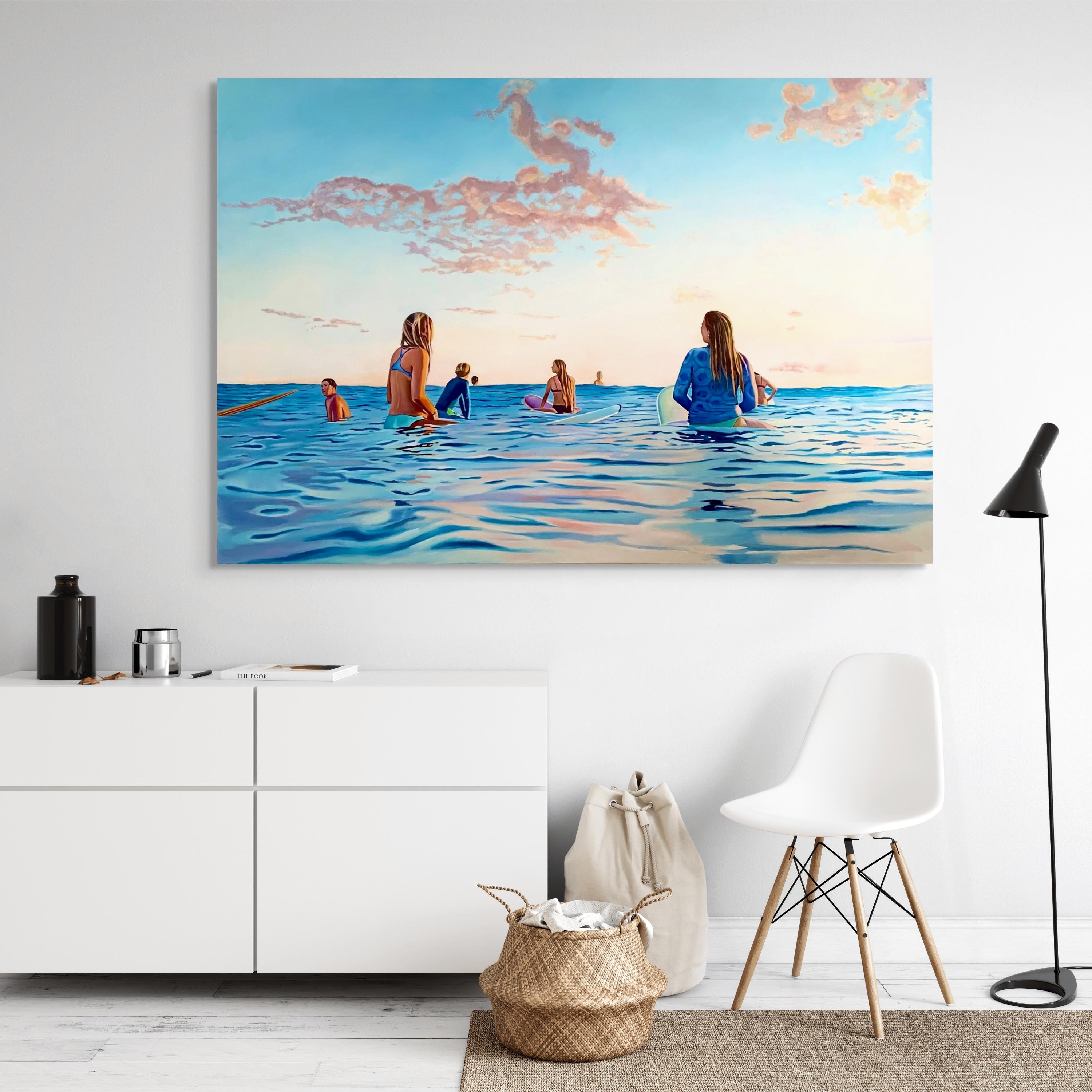„Board Meeting“ Original Ölgemälde 44 in x 64 in – Painting von Megan Eisenberg