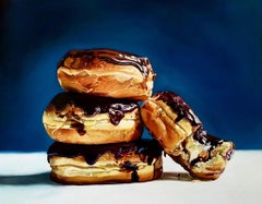 "Bodegón de Donuts de Crema de Boston" Pintura al Óleo Original 16 "x20"