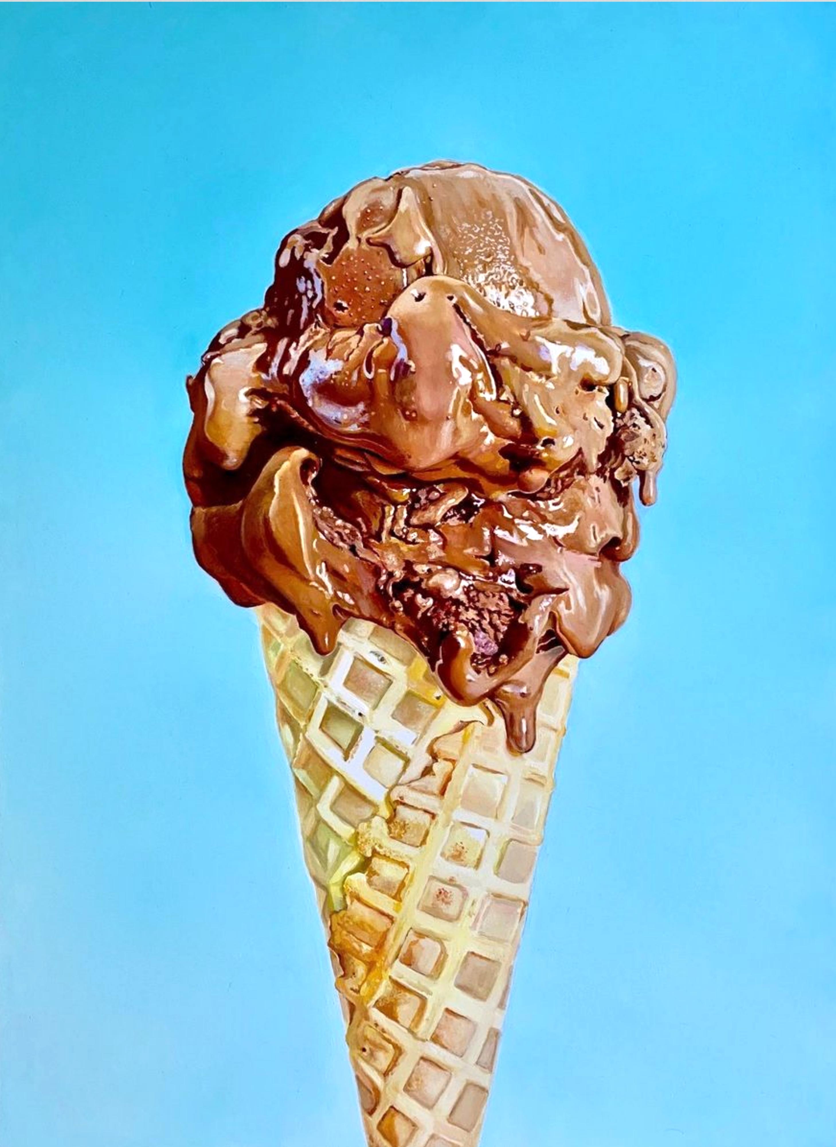 Megan Eisenberg Still-Life Painting - "Chocolate Cone" Original Oil Painting 18"x24"