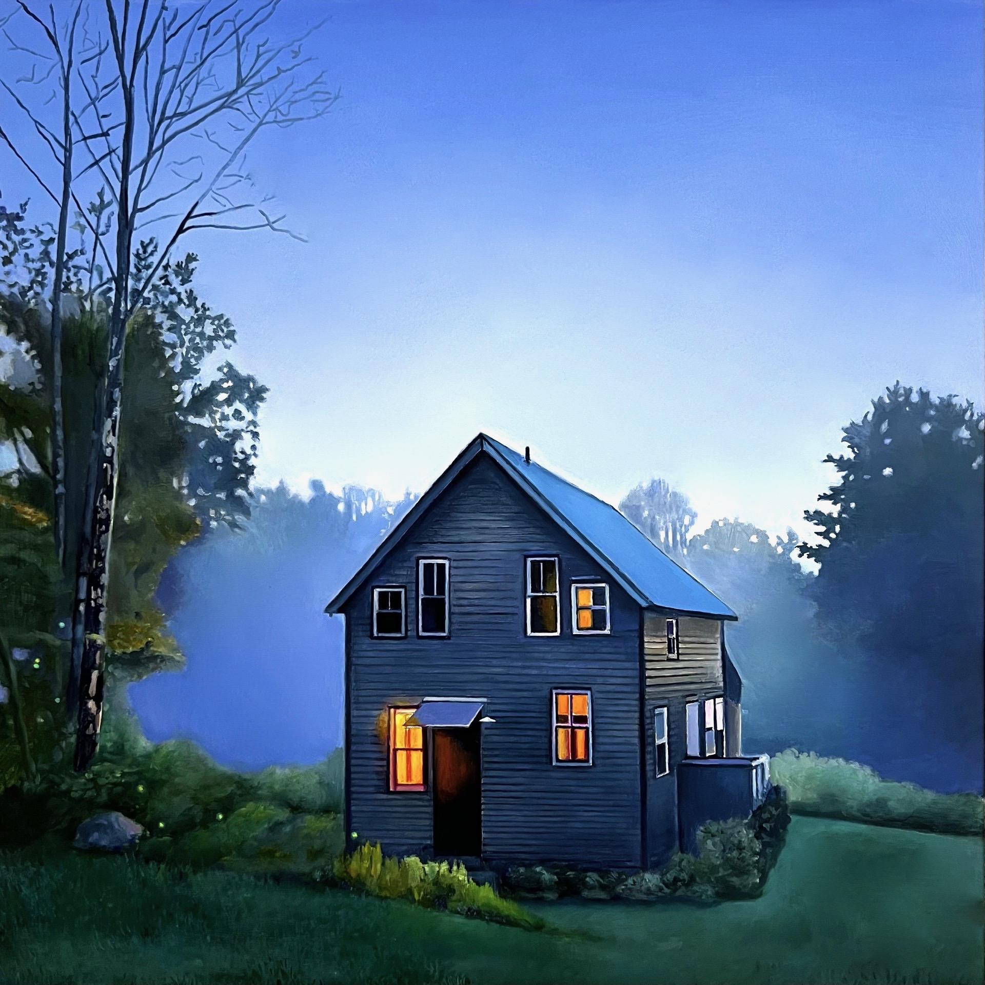 Megan Eisenberg Landscape Painting – „Evening Twilight“ Original Ölgemälde 18 in x 18 in