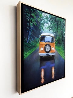 "Headlights in the Rain" Original Oil Painting 16"x20"