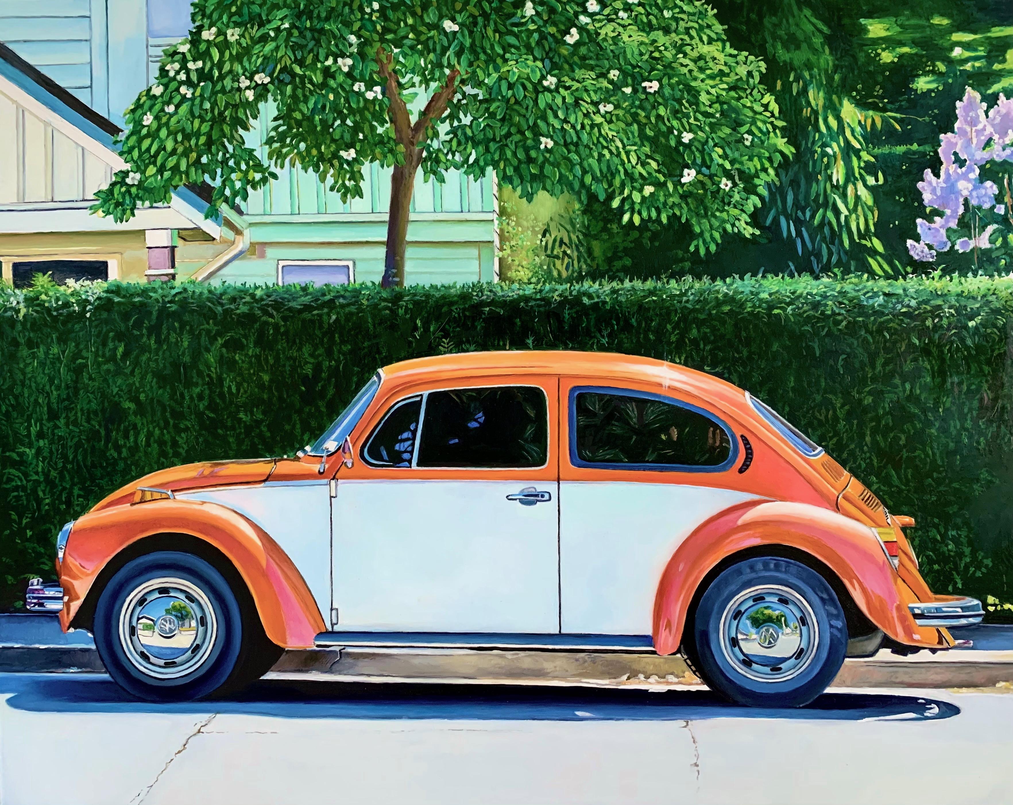 "Orange VW Bug" 2021 Original Oil Painting 16"x20"