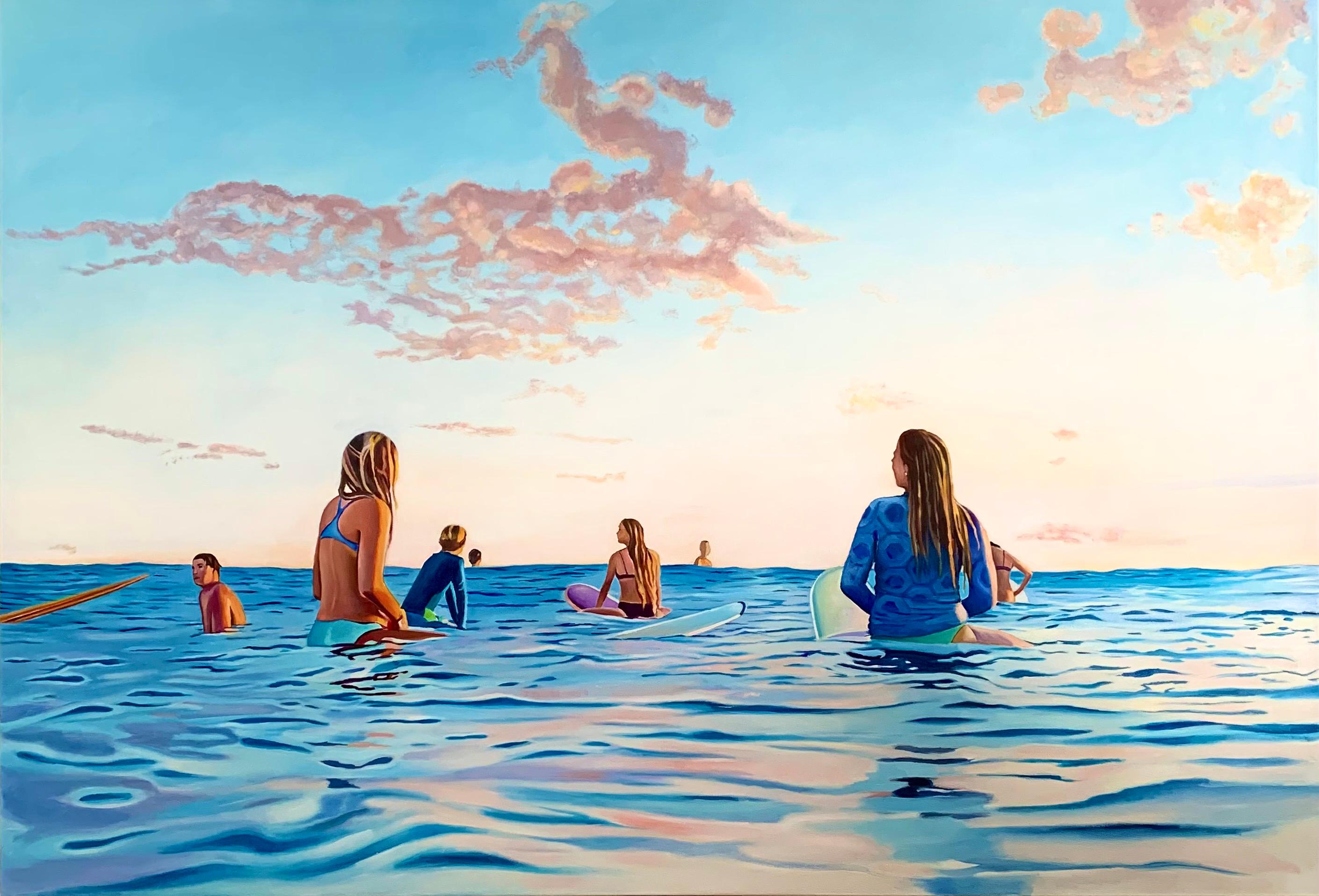 Megan Eisenberg "Paddle Out" Original Oil Painting on canvas 44"x64