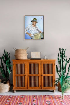 Portrait d'un jeune Indiana Jones - Peinture à l'huile originale 16x20
