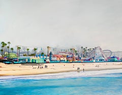 "Santa Cruz Boardwalk" Original Oil Painting 18 in x 24 in