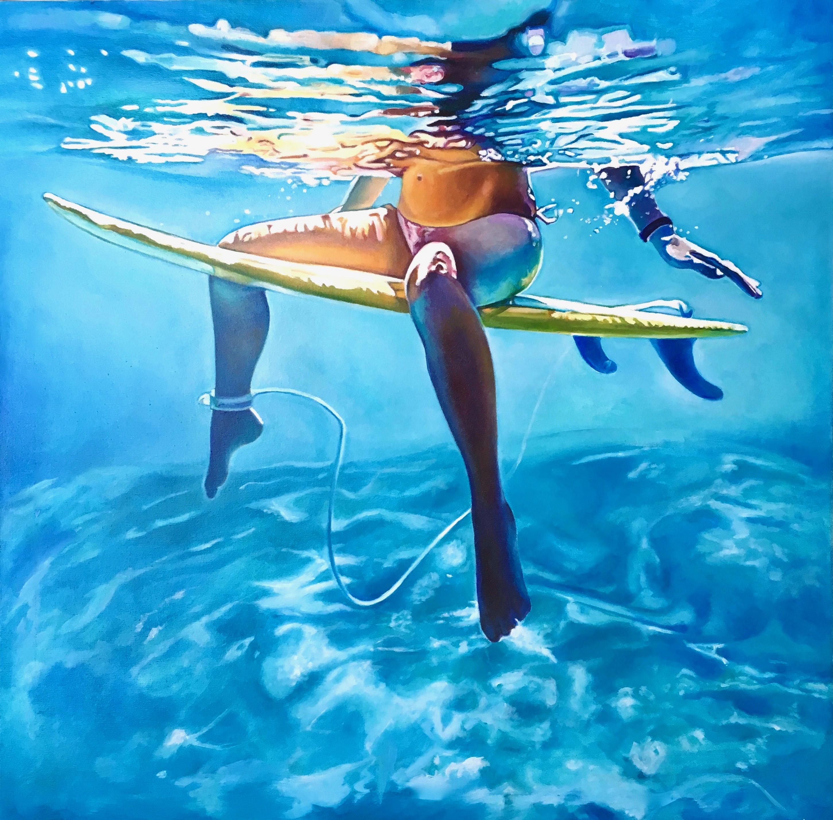 Megan Eisenberg Figurative Painting - "Submerged" Original Oil Painting 36 in x 36 in