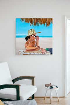 "The Resort" Original Oil Painting 36 in x 36 in