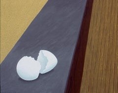 Mostrador, Pintura Surrealista Contemporánea Original al Aguada sobre Panel de Madera
