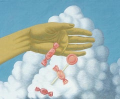 Love, Original Contemporary Surrealist Gouache Painting on Wood Panel