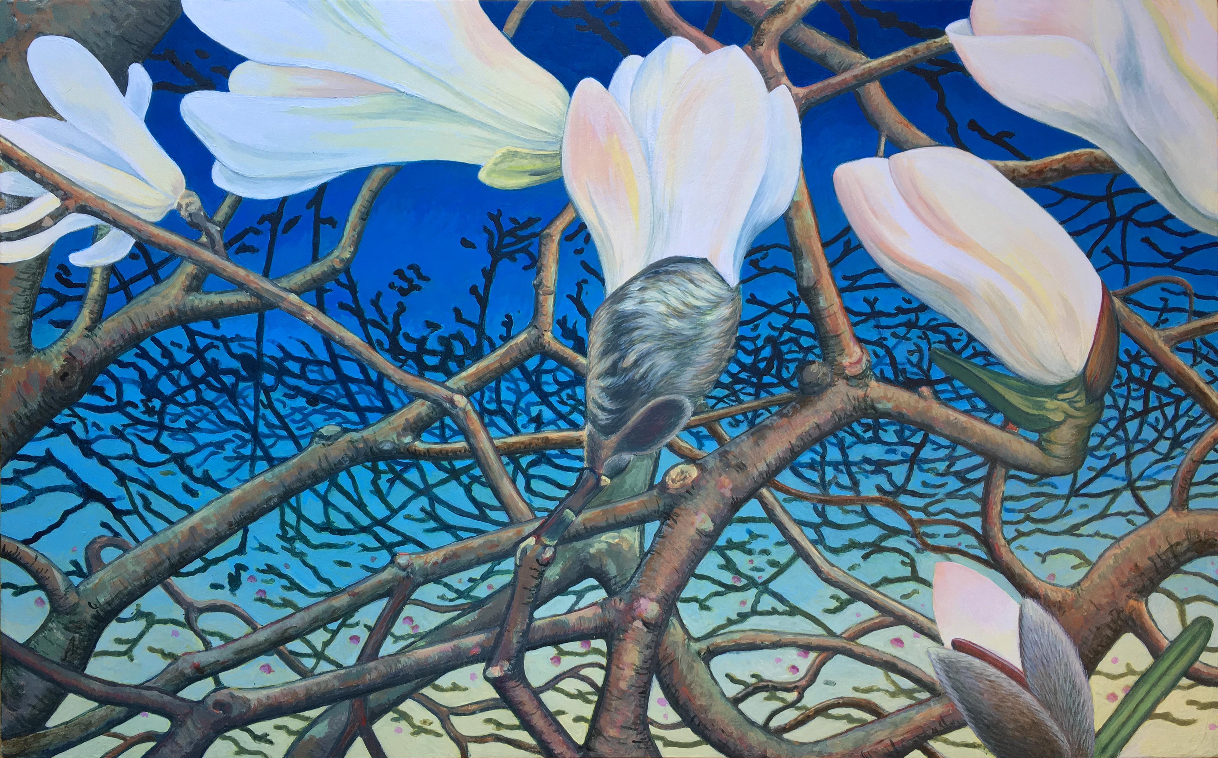 Megan Frazer Still-Life Painting - Twilight Magnolias