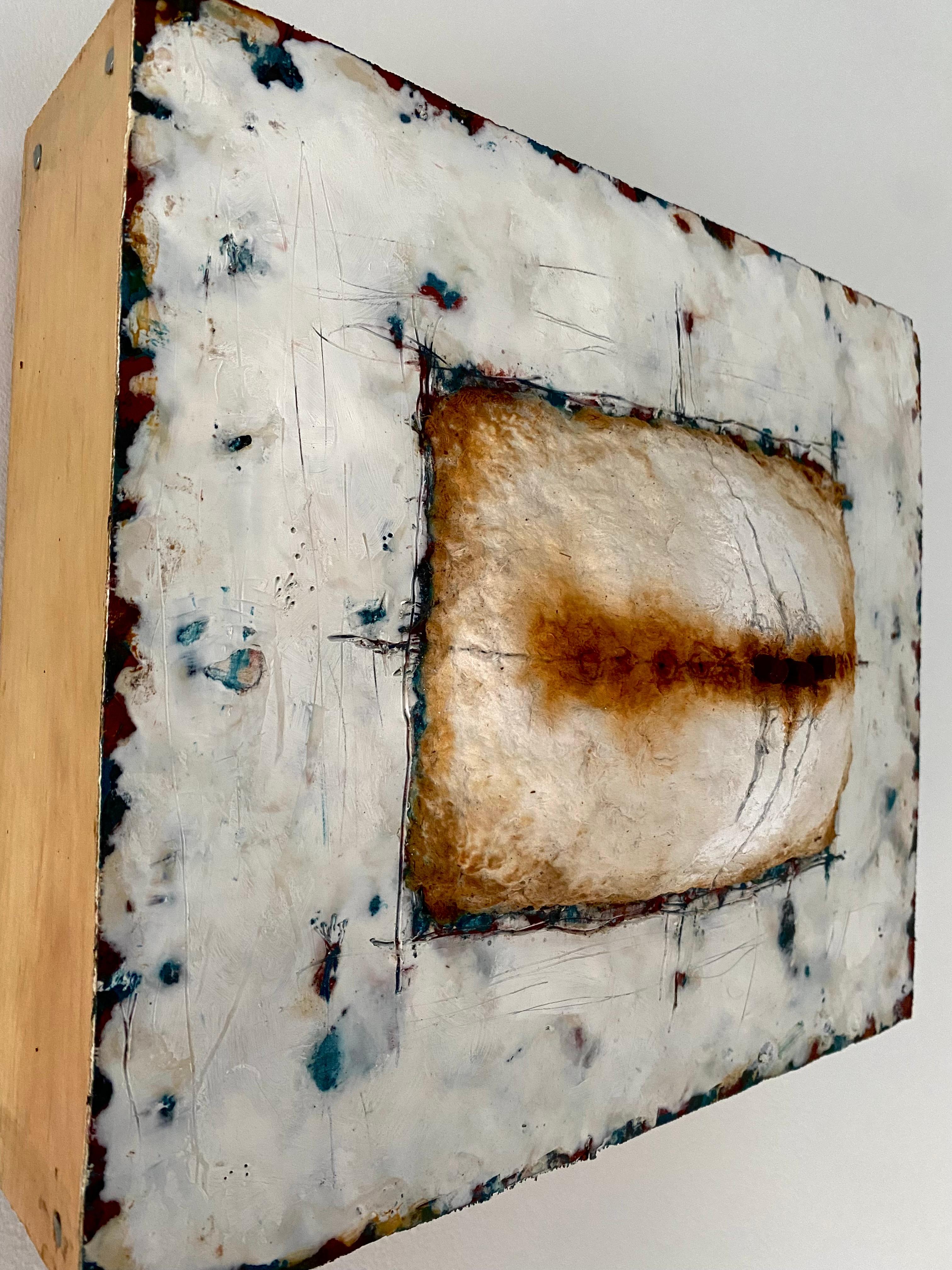 Le opere a tecnica mista di Megan Klim accostano diversi materiali su un unico piano.  Mette in risalto le loro qualità intrinseche per creare una tensione di superficie che scatena una conversazione e un'interazione tra di loro.  La presenza fisica