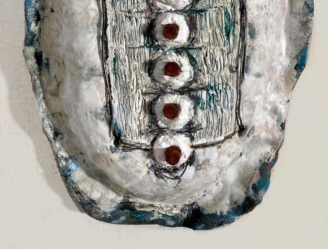 Megan Klim's mixed media work juxtaposes several materials on one picture plane.  She highlights their inherent qualities to create surface tension which sparks a conversation and interaction between them.  A physical presence is apparent in her