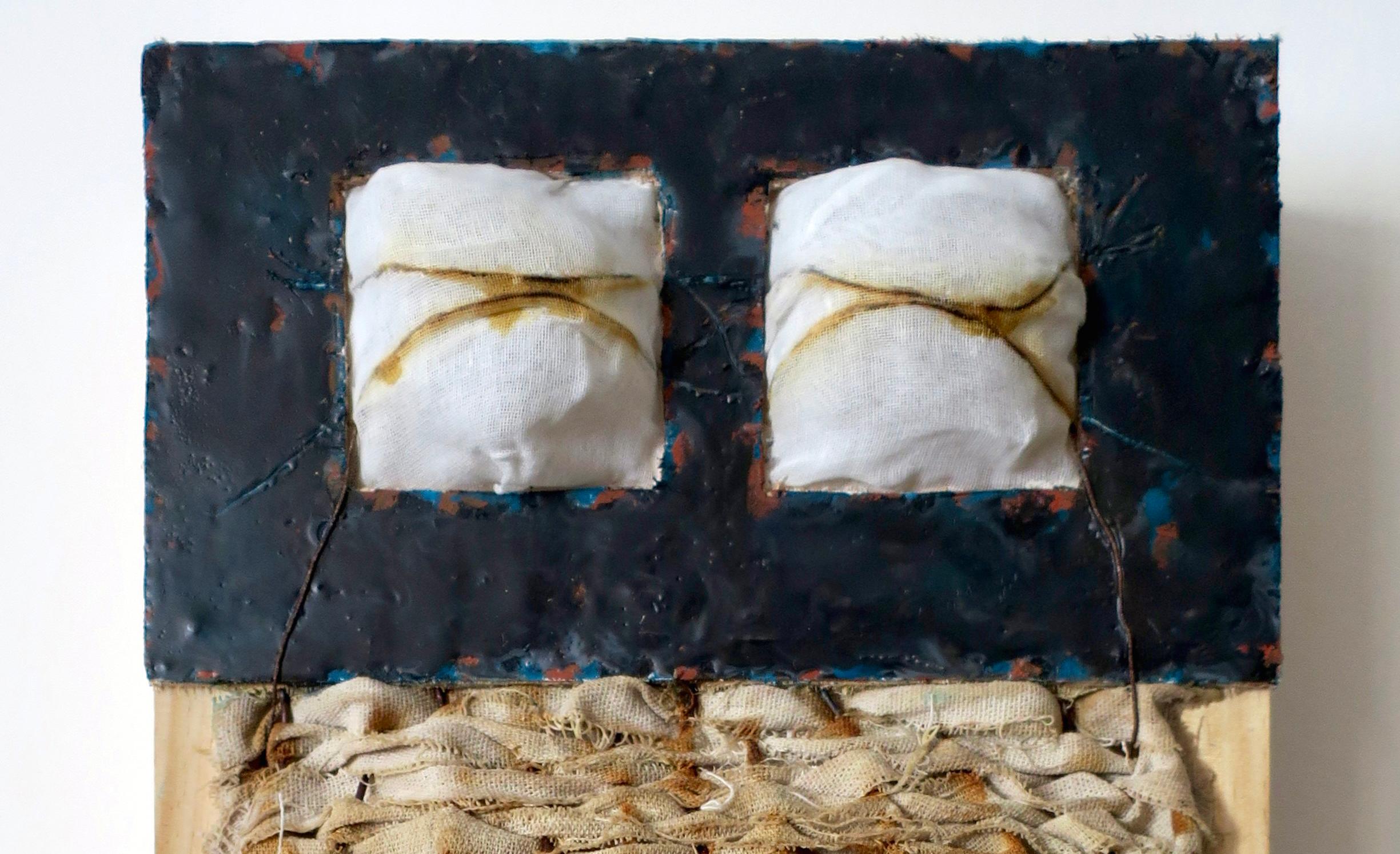 Megan Klim's mixed media work juxtaposes several materials on one picture plane.  She highlights their inherent qualities to create surface tension which sparks a conversation and interaction between them.  A physical presence is apparent in her
