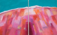 "South Sister at Sunrise" Abstracted Landscape in Oil on Cradled Wood Panel